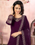 Traditional Function Wear Suit Collection Purple Art Silk Patiyala Straight Back View